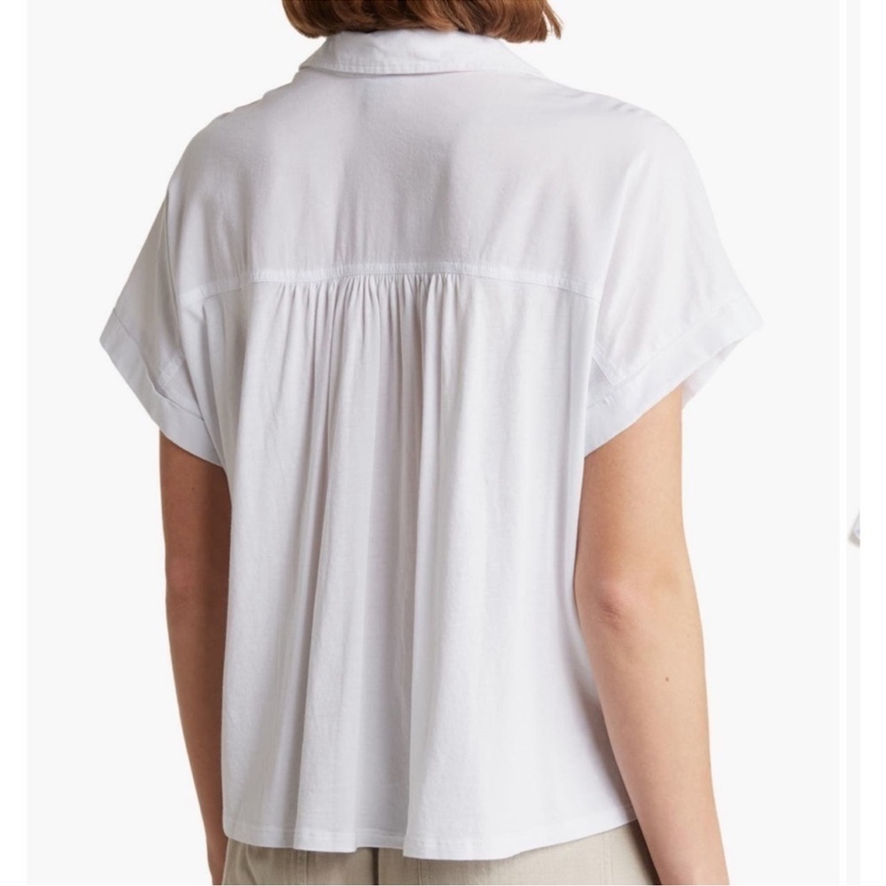NWOT Splendid Classic White Button-Front Short Sleeve Shirt Sz. MD - Picture 2 of 14